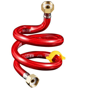 Tuyau tressé en acier inoxydable 1/2 po, flexible, pour chauffe-eau, robinet de toilette, tuyau d'entrée/sortie double extrémité 4 points - Product Image 1