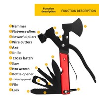 Hache-marteau d'urgence multifonctionnel en acier inoxydable personnalisé pour le camping en plein air, outil EDC tout-en-un, modèle HD-PL-95B-L