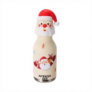 Christmas Santa Claus Water Bottle with Santa <b>Hat</b> Lid Reusable Holiday <b>Drink</b> Bottle for Home School Travel Gift - Product Image 1