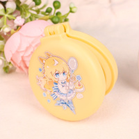 Miroir de maquillage miniature double face en plastique écologique avec peigne, logo imprimé UV personnalisé