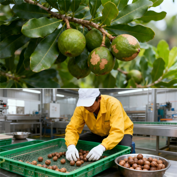 2025 Новый укороченный первоклассный вкусный опт, необработанные орехи макадамия размером 22-25 для продажи