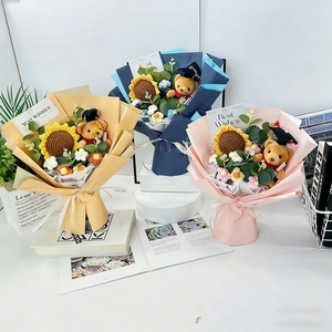 ช่อดอกไม้งานแฮนด์เมดสำหรับวันครูงานถักโครเชต์สำหรับเป็นของขวัญสำหรับเด็กผู้หญิง - Product Image 3