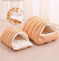 Lit pour animaux de compagnie semi-fermé, maison pour chat, lit chaud pour chat et chien pour l'hiver, nid douillet pour animaux de compagnie