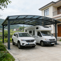 Elegante Cochera de Aluminio para Automóvil, Diseño Moderno, Cubierta Impermeable con Techo de Policarbonato Anti-UV