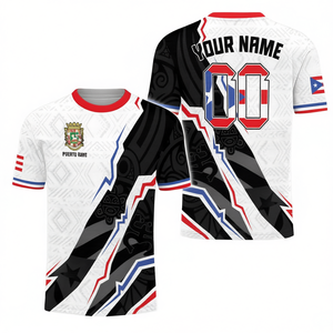 Camiseta de Fútbol de Puerto Rico con Nombre y Número Personalizados, Diseño de la Bandera Nacional - Product Image 2