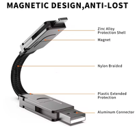 Câble de charge rapide magnétique multi-connecteurs 6 en 1, porte-clés, cordon PD pour Android TYPE-C 60W QC 18W, cordon de charge rapide