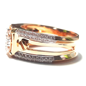 China Classic 18k Solid Rose Gold Real Diamond Cluster Men's Wedding Band Ring for Party Occasions with Pave Setting - Product Image 3