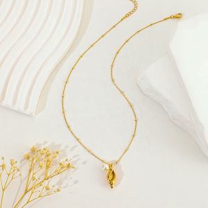 Recién llegado verano mar 18K oro joyería elegante mujer Simple perla gargantilla Concha colgante collares - Product Image 3