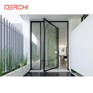 DERCHI Original Factory Price 8MM+21A+8MM Double Glazed Commercial Glass Pivot Door Design Main Entrance Security Entry Doors