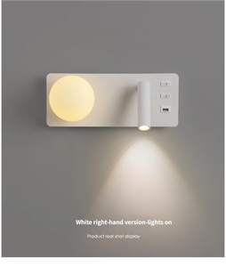 Applique <span class=keywords><strong>murale</strong></span> LED avec abat-jour métallique et port <span class=keywords><strong>de</strong></span> charge USB, double commande et intensité réglable, <span class=keywords><strong>pour</strong></span> chevet <span class=keywords><strong>de</strong></span> chambre, lampe <span class=keywords><strong>de</strong></span> lecture et éclairage d'ambiance - Product Image 2