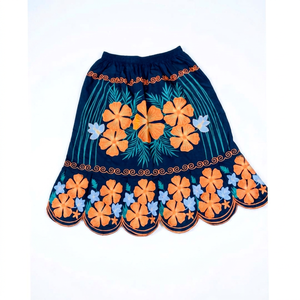Women Hawaiian Island Tropical Beach Satin Natural Waist <b>Maxi</b> <b>Skirt</b> Floral Autumn Vacation Casual Lightweight Flowy Embroidered - Product Image 1