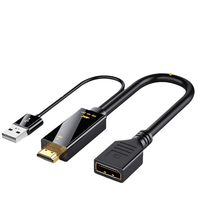 Cable Adaptador Convertidor USB HDTV Macho a DisplayPort Hembra 4k 60hz, HD a DP 4k con Alimentación USB para PC, Laptop, Proyector HD