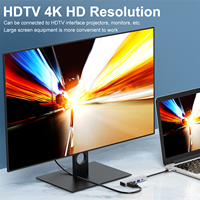 Hub USB-C 4-en-1, adaptateur multiport, 4K HDTV + USB3.0 + USB2.0 + charge PD 100W, station d'accueil en alliage d'aluminium, type C, dissipateur de chaleur