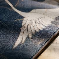 Grand tapis de bureau en cuir imperméable, tapis de souris personnalisé avec impression Ukiyoe Crane Seigaiha, tapis de bureau