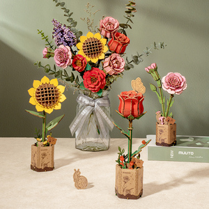 <span class=keywords><strong>Robotime</strong></span> US Warehouse Flor de madera artesanía flor montar Juguetes TW042 rosa roja modelo decoración de escritorio DIY rompecabezas <span class=keywords><strong>3D</strong></span> - Product Image 4