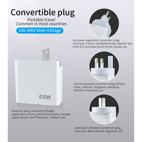 Chargeur interchangeable PD 65W USB Type C avec prise EU US UK AU, chargeur mural QC3.0 à double port, chargeur rapide pour Apple Iphone Ipad Android