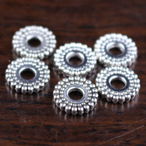 Cuentas redondas de plata tibetana de 2x8 mm para pulseras y joyería hechas a mano, cuentas sueltas de metal. - Product Image 2