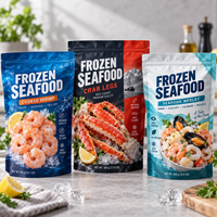 Sachet Doypack Personnalisé pour Fruits de Mer Surgelés, Qualité Alimentaire, avec Fermeture Zip, pour Stockage de Crevettes, Poisson, Saumon, Viande
