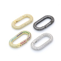 Fermoir à vis ovales, lot de pièces, CZ, Micro pave, couleur or, or Rose, argent ou noir, serrure ovale