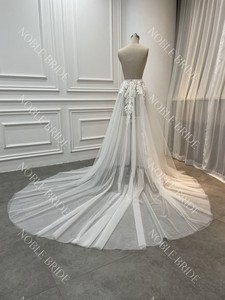 Prix usine Haute Qualité Doux <span class=keywords><strong>Tulle</strong></span> Dentelle Appliqued Amovible Surjupe une Ligne <span class=keywords><strong>Ivoire</strong></span> Accessoire De Mariée pour La Mariée - Product Image 2