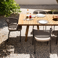 Modern Alüminyum Halat Bahçe Açık Hava Yemek Seti, Restoran ve Otel Kullanımı İçin Dayanıklı Su Geçirmez Sandalye ve Masalar