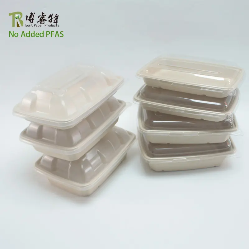 No added pfas 20oz/30oz/36oz Biodegradable Disposable Lunch food container Sugarcane Pulp Bagasse Salad Bowl