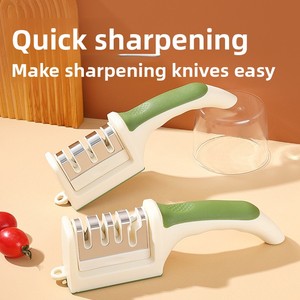 New Stainless Steel Kitchen Quick Manual Sharpener Green and White Household Artifact <b>Tool</b> - Product Image 3