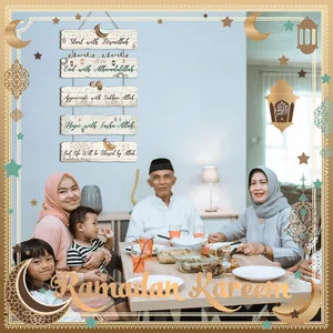 Factory Hot Selling Eid Mubarak/Ramadan Gift Islamic Wooden Wall Decor Arab Hanging Sign, Middle East Style Home <b>Door</b> Decoration - Product Image 2