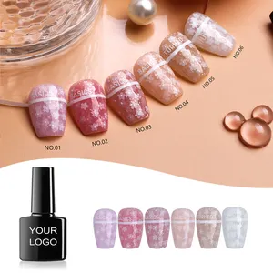 VO factory Flower Lace Series glitter uv gel polish reflective sequin glitter gel nail polish Hot Sale Hema Free wholesale OEM