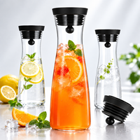 Carafe en verre borosilicate résistant à la chaleur avec couvercle hermétique sans BPA, pichet à eau transparent, pichet à boissons, hôtel, restaurant, OEM personnalisé