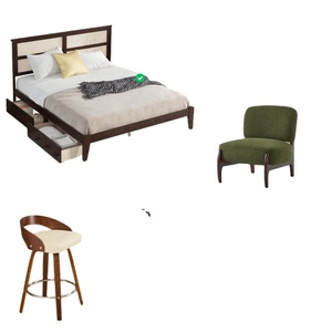 Ensemble de meubles de luxe au design moderne pour salon et chambre à coucher, comprenant un canapé en tissu, une table basse, un lit rembourré, un fauteuil et une décoration murale - Product Image 6