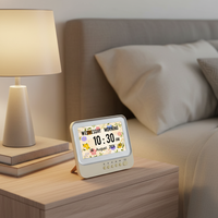 Horloge de bureau électronique moderne à LED de 7 pouces, affichage numérique, calendrier, fonction de retournement de page, 30 alarmes (15 quotidiennes + 15 pour les médicaments), ABS