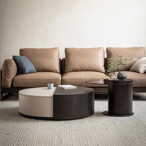 <span class=keywords><strong>Table</strong></span> <span class=keywords><strong>basse</strong></span> italienne moderne et légère avec plaque de roche rotative Mobilier de salon simple pour petits appartements - Product Image 2