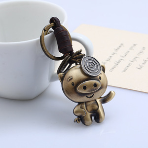Porte-clés en cuir avec les 12 signes du zodiaque, <span class=keywords><strong>horoscope</strong></span>, pendentif vintage animal singe oiseau pour porte-clés, porte-clés animal mignon - Product Image 3