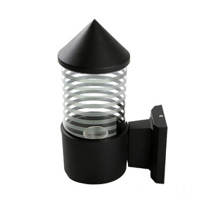 Applique murale LED extérieure E27 en aluminium avec abat-jour en verre rayé, applique murale moderne pour porte, balcon - Product Image 1