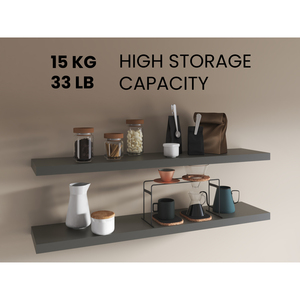 Floating <b>Shelves</b> 1.50 In H 2 <b>Shelf</b> Matt Gray Wall Mount Display Rack - Product Image 4