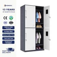 Armoire métallique à quatre portes, casier à vêtements en acier, rangement de chambre, penderie avec tringle pour dortoir et école