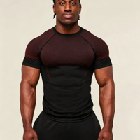 T-shirt de compression pour homme, coupe ajustée, sans coutures, séchage rapide, haut de performance athlétique, respirant, vêtements de sport pour la musculation