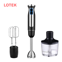 Mixeur Plongeant 1200W à Bouton Poussoir, 2 Vitesses, Sans BPA, Silencieux, Portable, Multifonctionnel pour la Maison