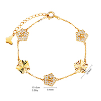 Bracelet à breloques en argent sterling 925 plaqué or 18 carats PVD avec zircon cubique 5A, motif trèfle à cinq feuilles, bijoux anti-ternissement