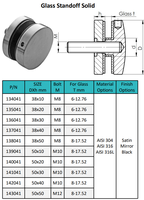 Prix compétitif de haute qualité finition de teinture de quincaillerie en acier inoxydable SS 304 316 entretoise en verre solide de 50 mm de diamètre pour garde-corps