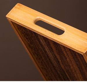 Houten bamboe dienblad met handvatten, verkrijgbaar in grote, middelgrote, kleine en mini-formaat, voor ontbijt, eten, diner, ottomane of koffie. - Product Image 6