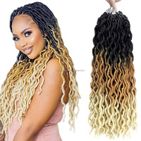 Extensions de Cheveux Tressés Crochet Gypsy Locs Ondulés 18 Pouces, Cheveux Dreadlock pour Tresser les Faux Locs Déesse Ombrés Bouclés