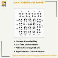 Cible de test MTF à bord incliné, chrome sur verre, avec motif de bord à 5 degrés, bord chromé net et zone active personnalisée