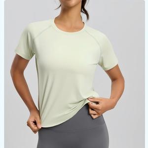 Wholesale Women <b>Raglan</b> Short Sleeve Yoga T Shirt Quick Dry Mesh Back Vent Athletic <b>Top</b> Loose Fit Running Pilates Workout Tee - Product Image 2