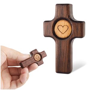 Croce in Legno 'My Heart' all'Ingrosso, Regalo di Consolazione e Sollievo dall'Ansia per la Festa della Fede, Pasqua, Regalo per il Padre - Product Image 1