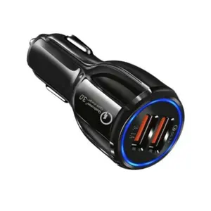 Qunhuiホット販売5V3.1A車のUSB充電器ユニバーサルQC3.0高速高速車の充電器デュアルUSB車のモバイル充電器QC3.0電話用