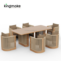 Maßgefertigte Outdoor-Essmöbel Wetterfester Gartentisch und -stuhl Teak-Gartenstuhl mit Wasserdichtem Kissen