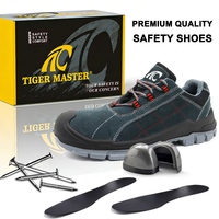 Chaussures de sécurité pour travailleurs Tiger Master CE S1P en cuir suédé bleu, embout en acier, anti-perforation, antistatiques, résistantes à l'huile et antidérapantes pour hommes