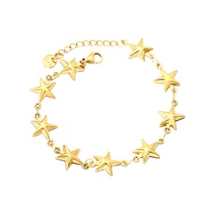 Factory Wholesale Stainless Steel Waterproof Chunky Star <b>Bracelet</b> 18K PVD Gold Plated <b>Charm</b> Trendy Jewelry <b>Bracelet</b> for Women - Product Image 1